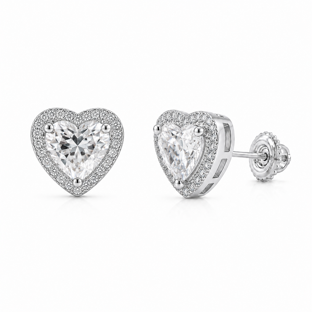 Heart Cut Pavé Halo Studs