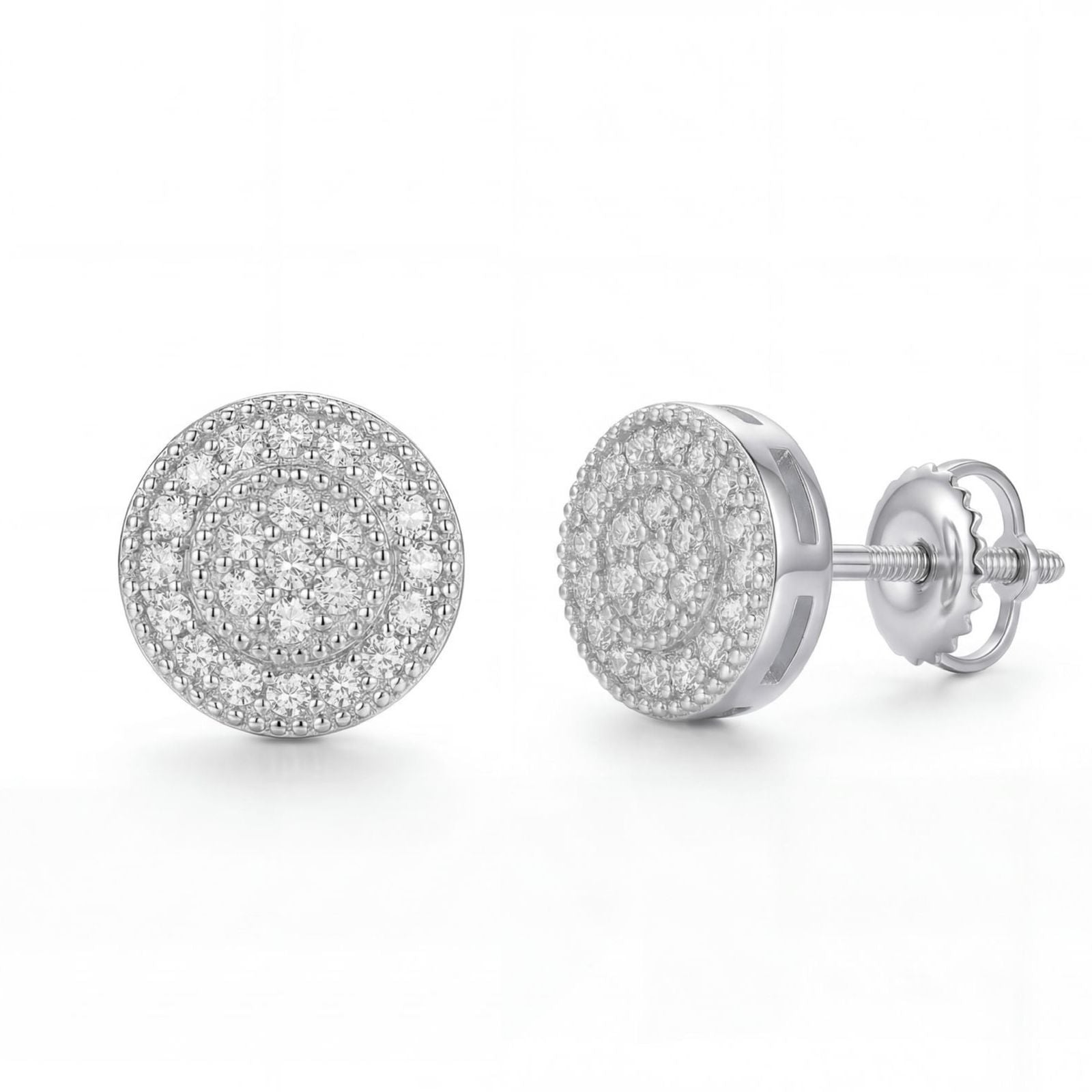 Round Pavé Moissanite Studs