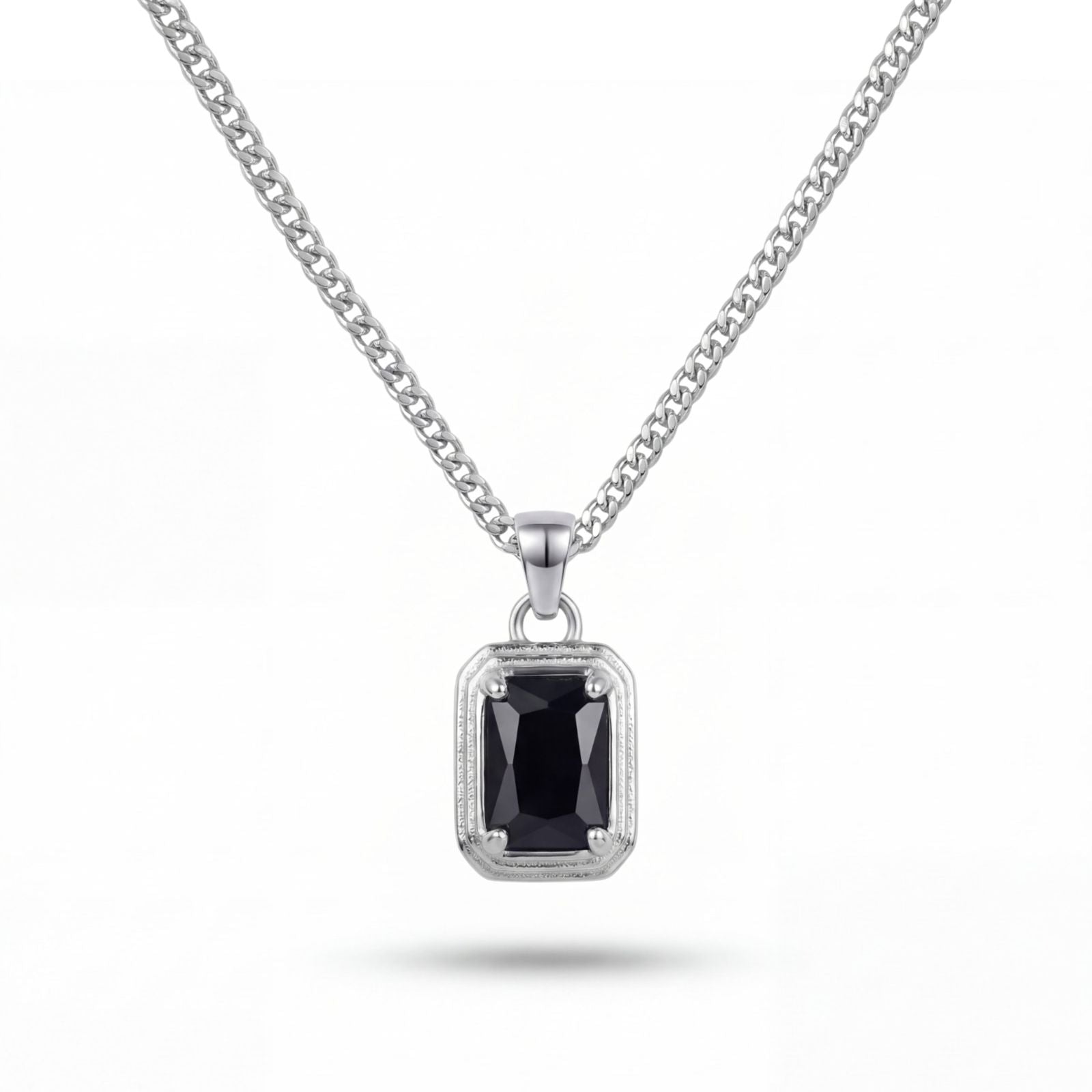 Black Emerald Pendant worn — men's jewelry | shoprusset.com