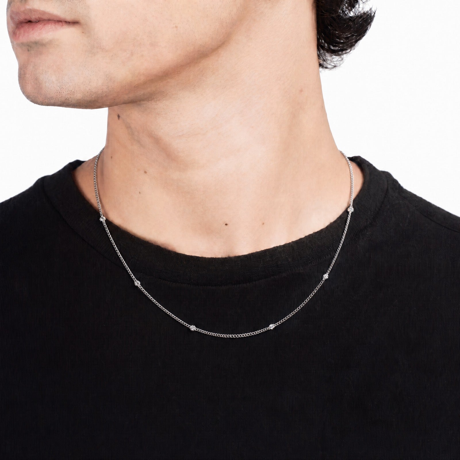 Stardust 2MM Curb Chain worn — men's jewelry | shoprusset.com