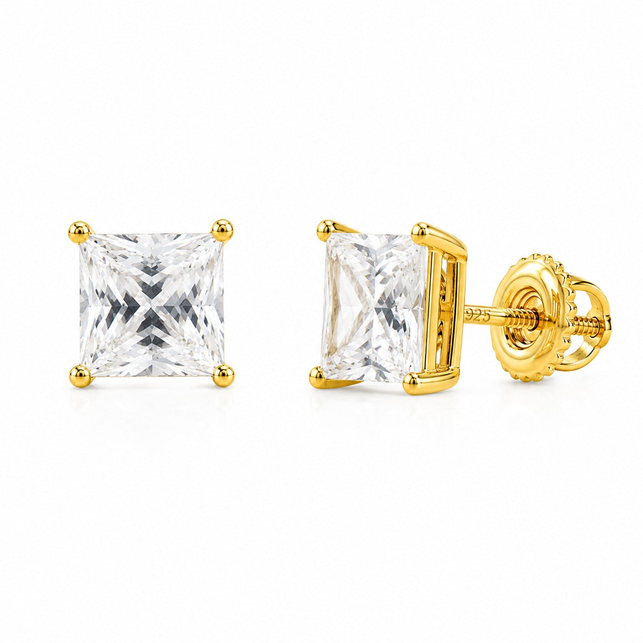 Princess Cut Solitaire Studs