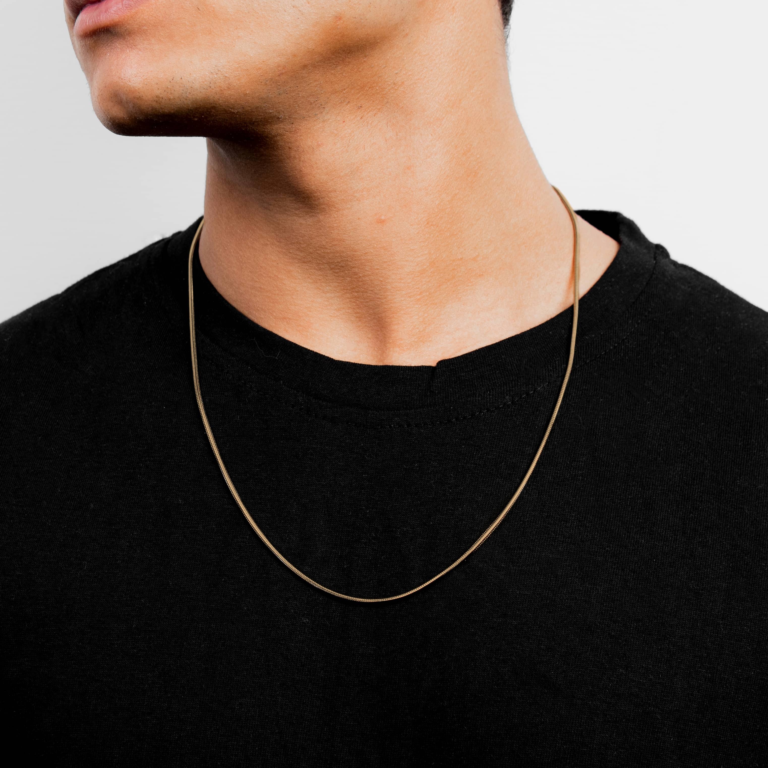 Snake 1.5MM Chain Gold worn — men's jewelry | shoprusset.com