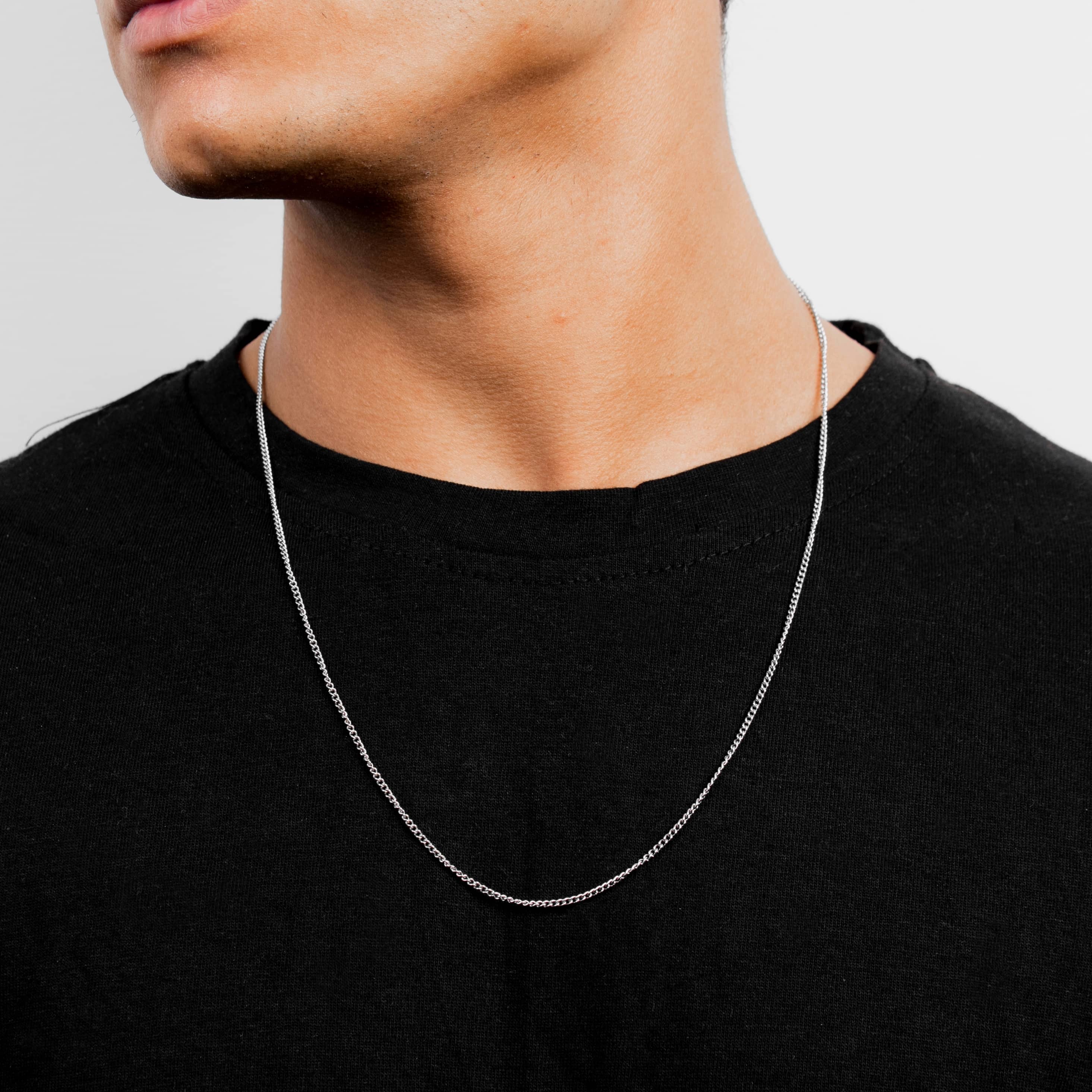 Double Links 2MM Chain Silver worn — men's jewelry | shoprusset.com