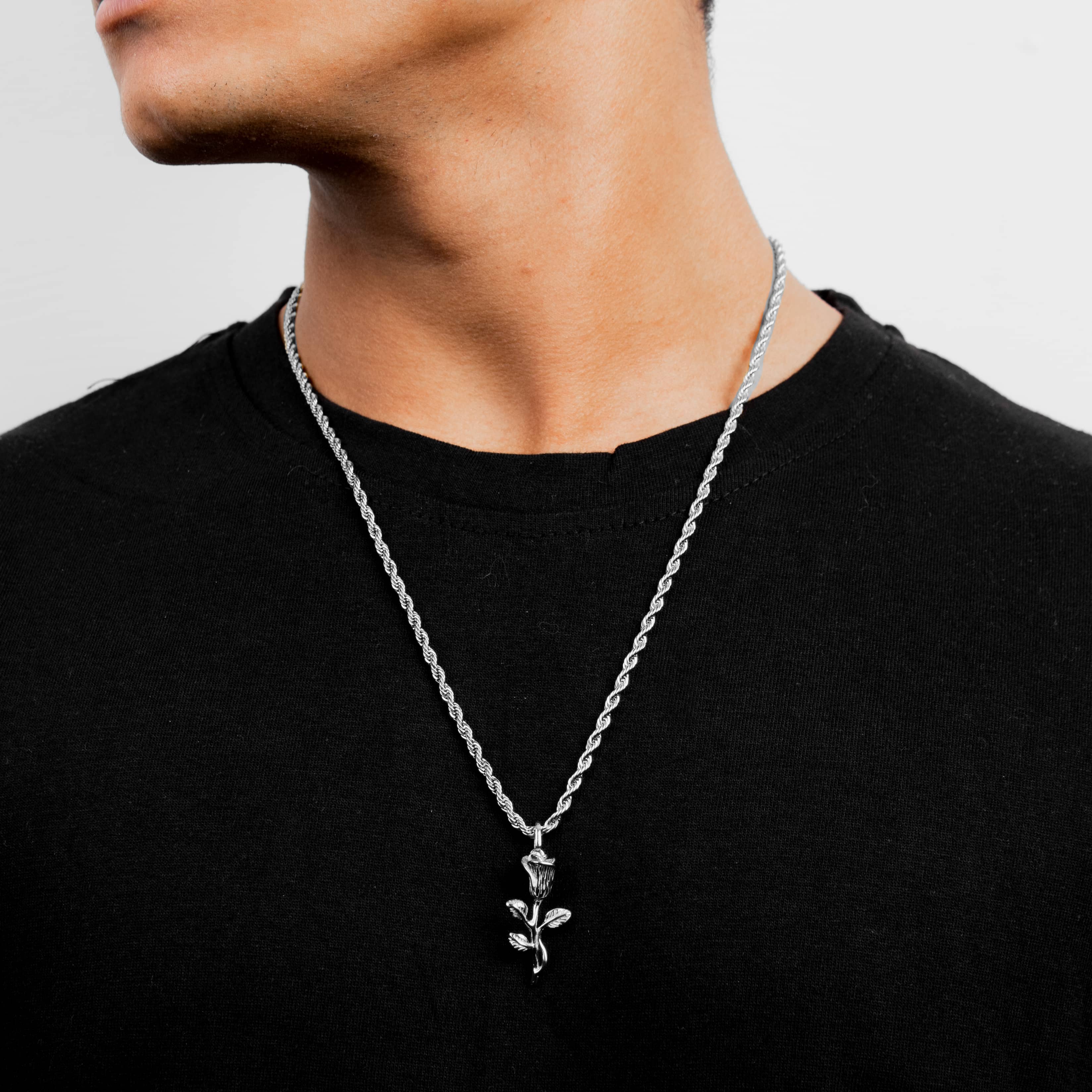Rose Pendant worn — men's jewelry | shoprusset.com