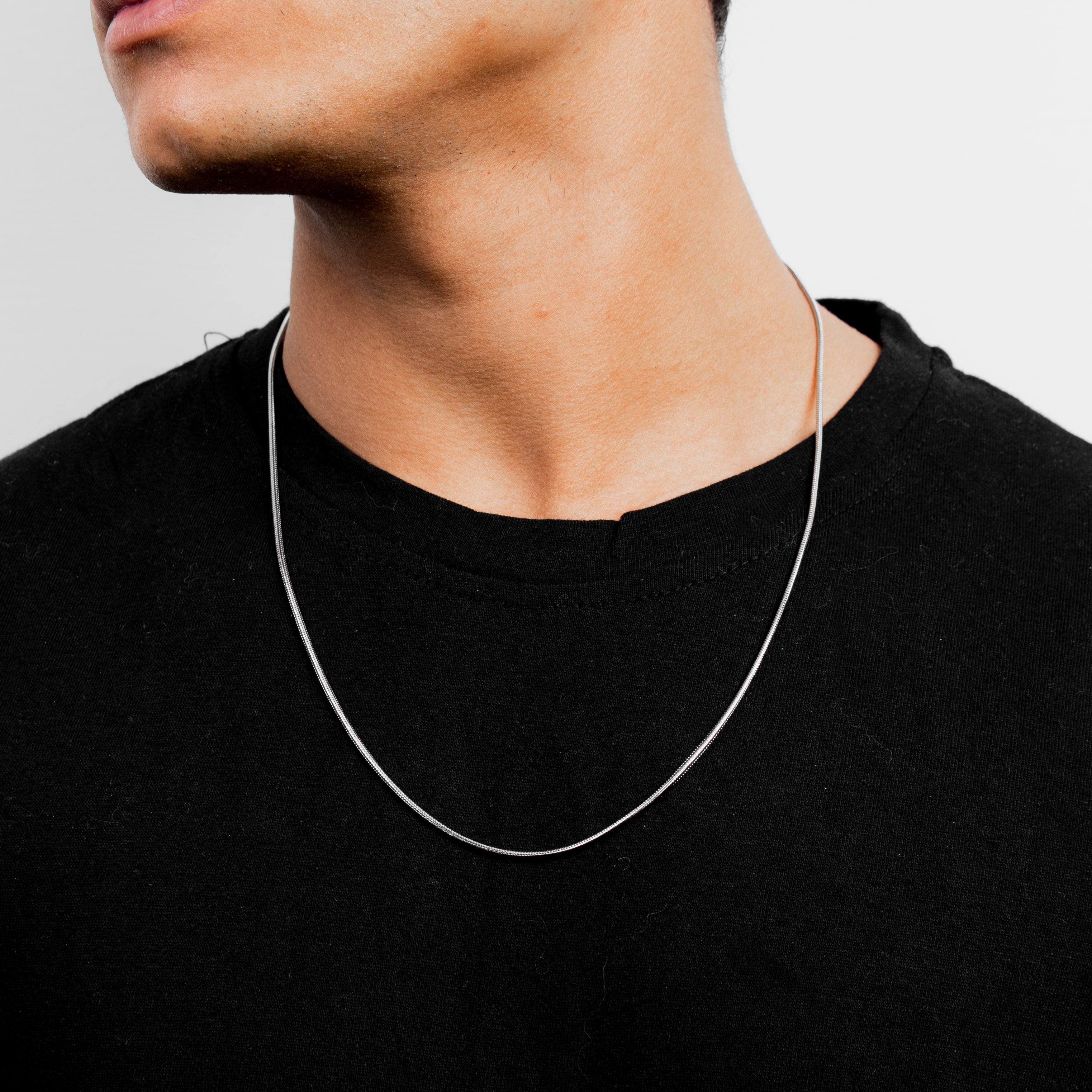 Snake 1.5MM Chain Silver worn — men's jewelry | shoprusset.com