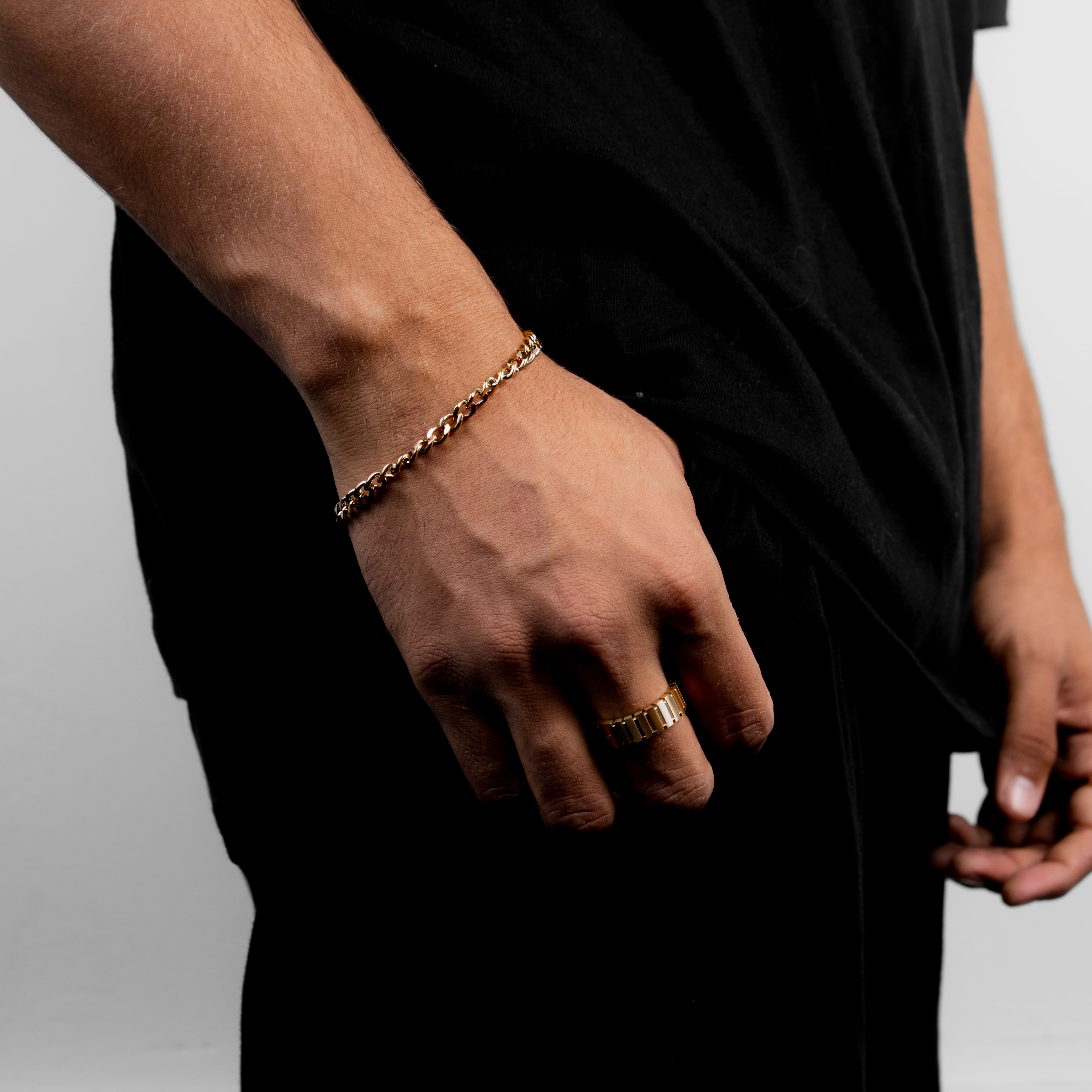 Curb Bracelet 5MM Silver worn — men's jewelry | shoprusset.com