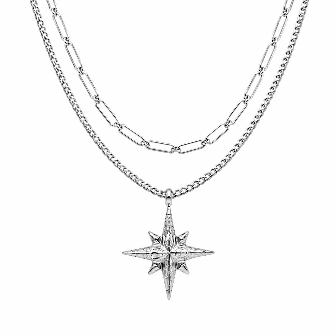 Astral North Pendant + Rectangular Chain