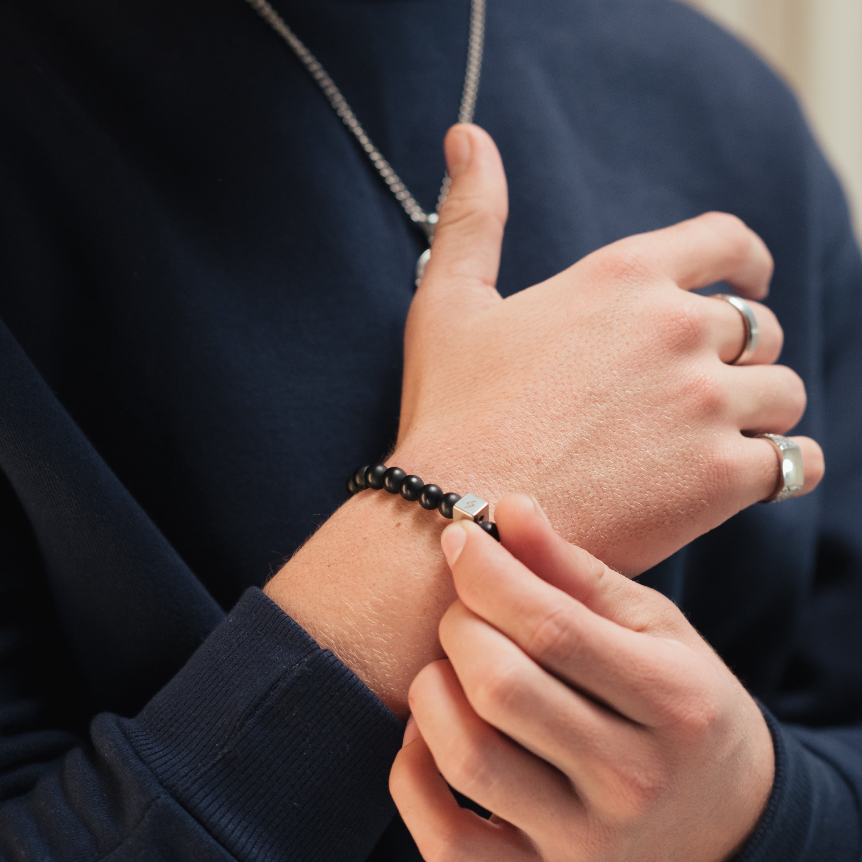 Matte Black Agate Stone Bracelet