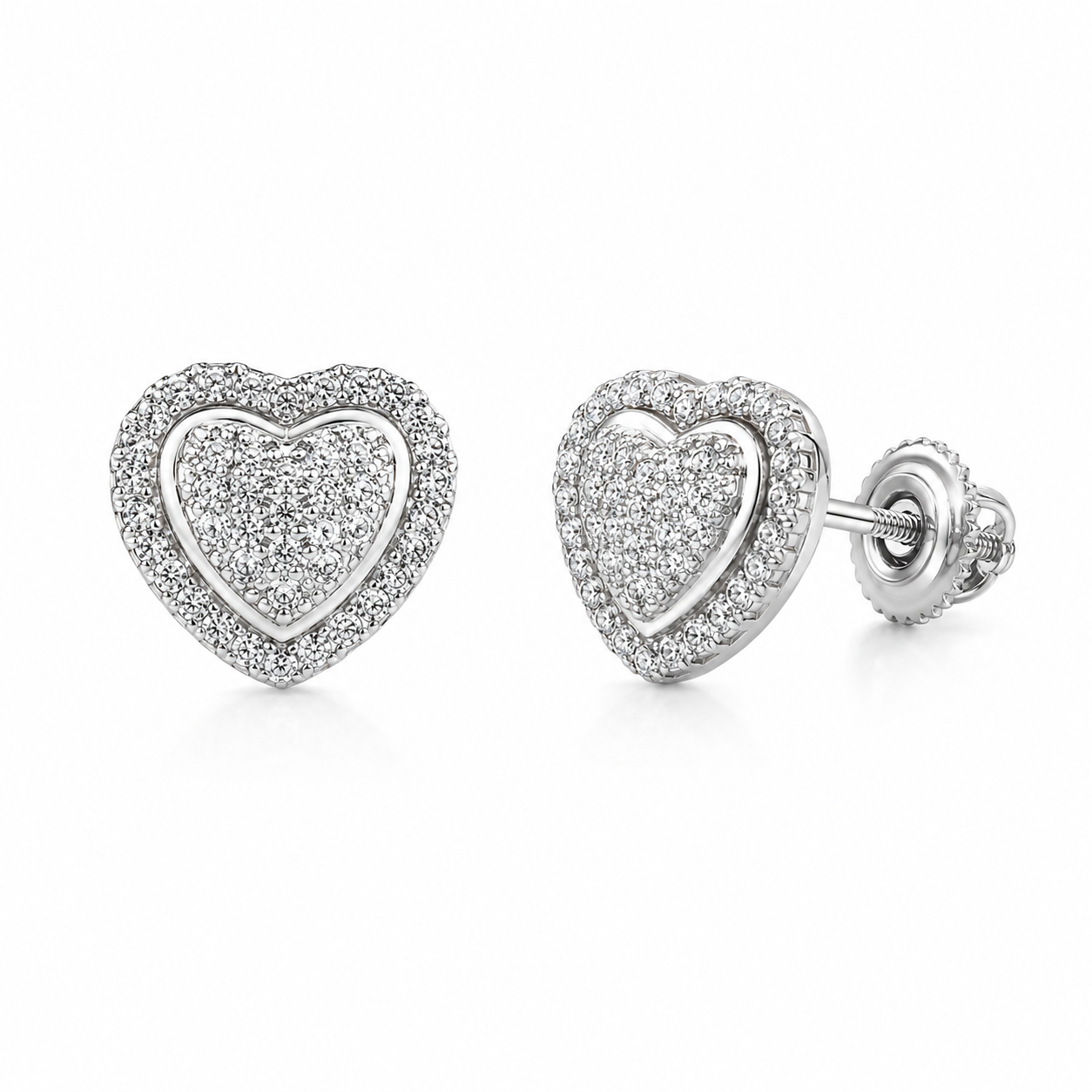 Layered Heart Pavé Earrings