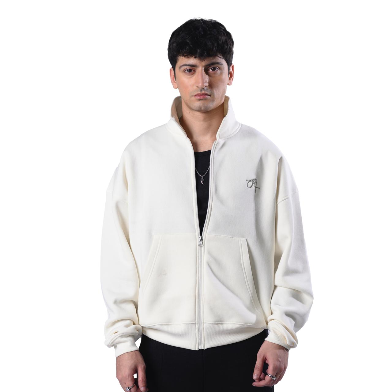 Collared Zipper - Sand White