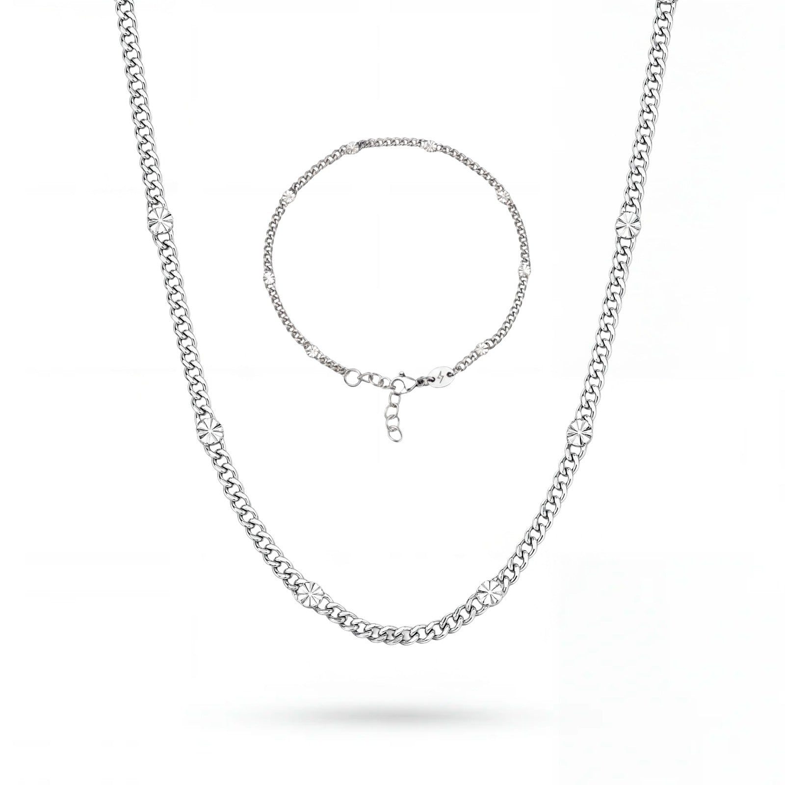 Stardust 2MM Curb Chain and Bracelet Set — men's jewelry set | Russet Pakistan