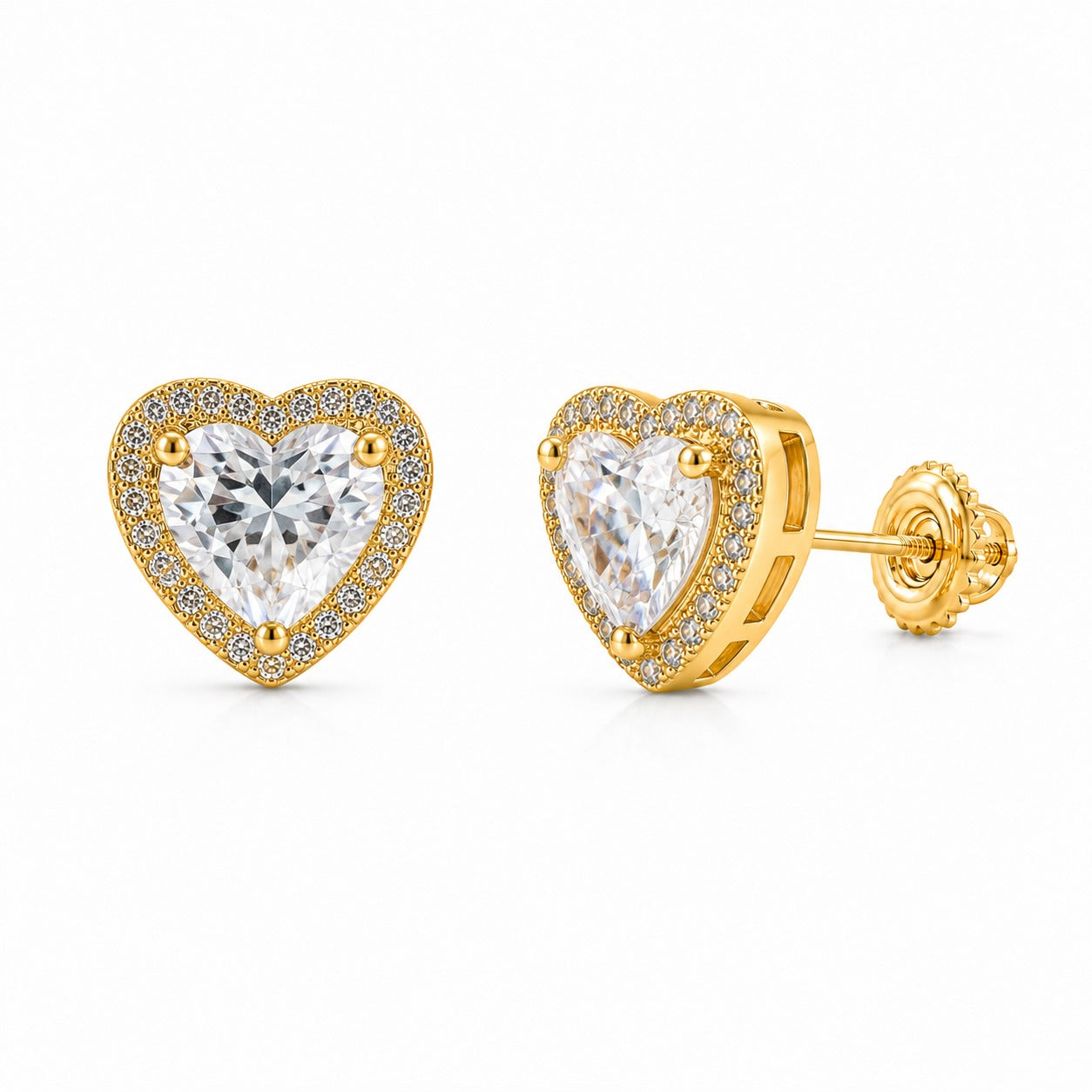 Heart Cut Pavé Halo Studs
