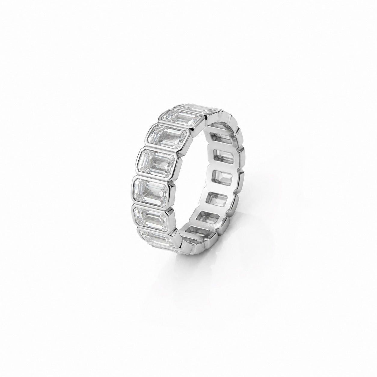 Emerald Cut Bezel Eternity Band