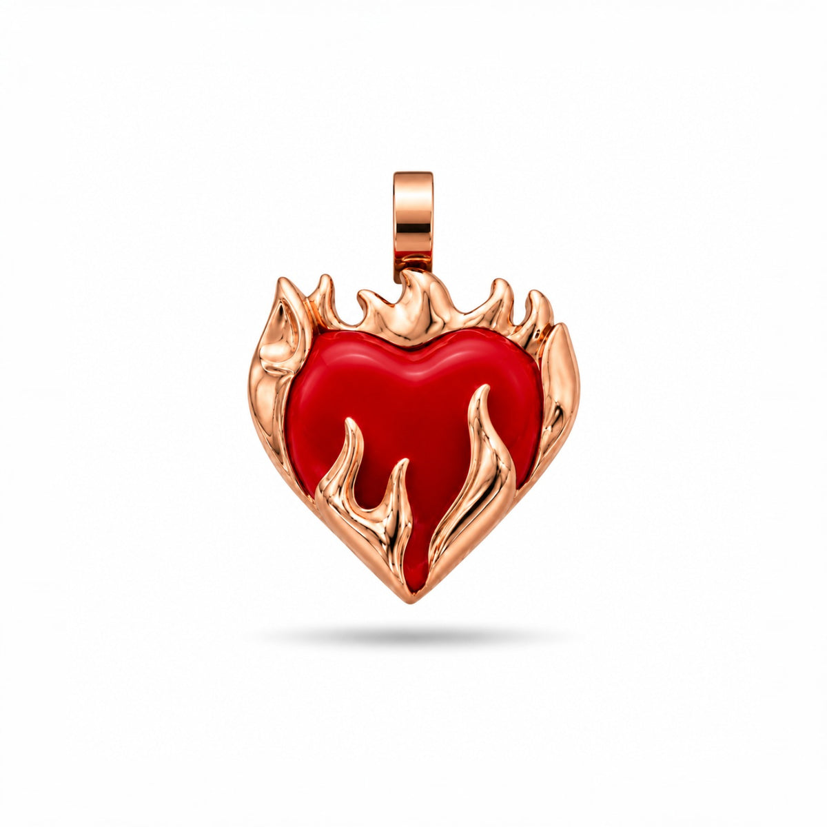 Flaming Heart Pendant - Rose Gold