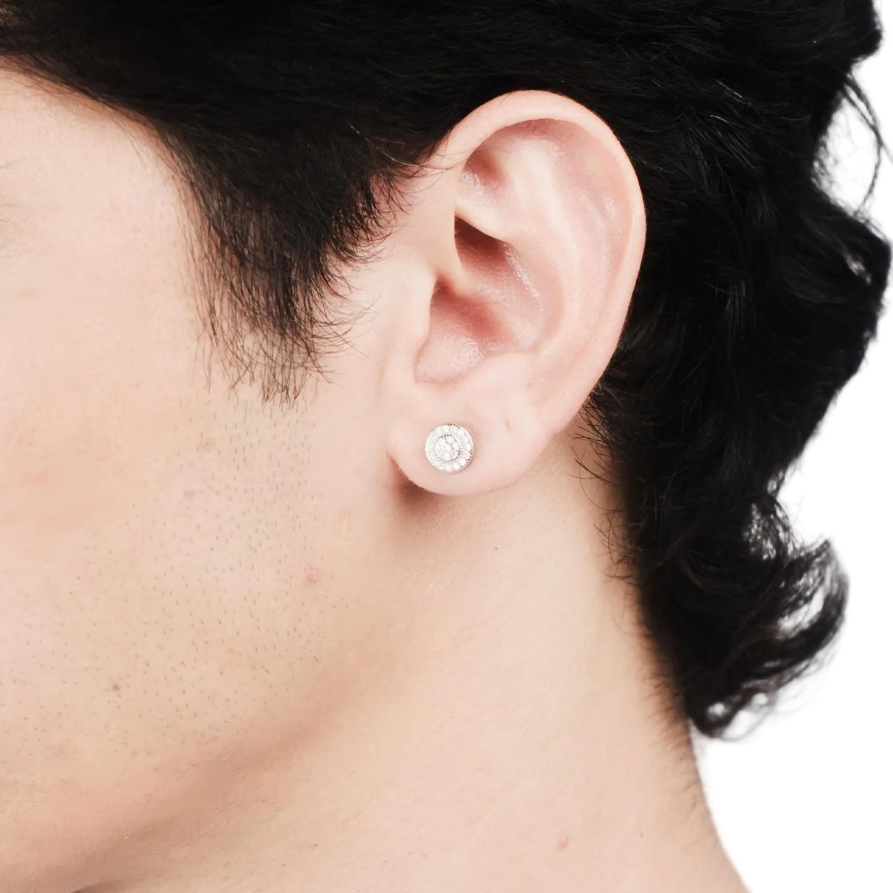 Round Pavé Moissanite Stud