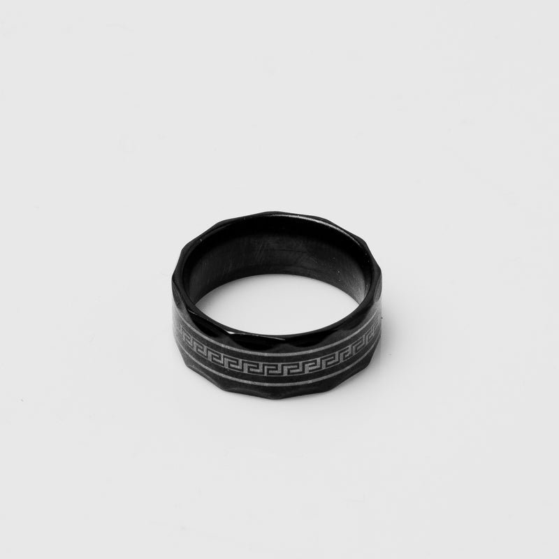 Greek Key Black Ring